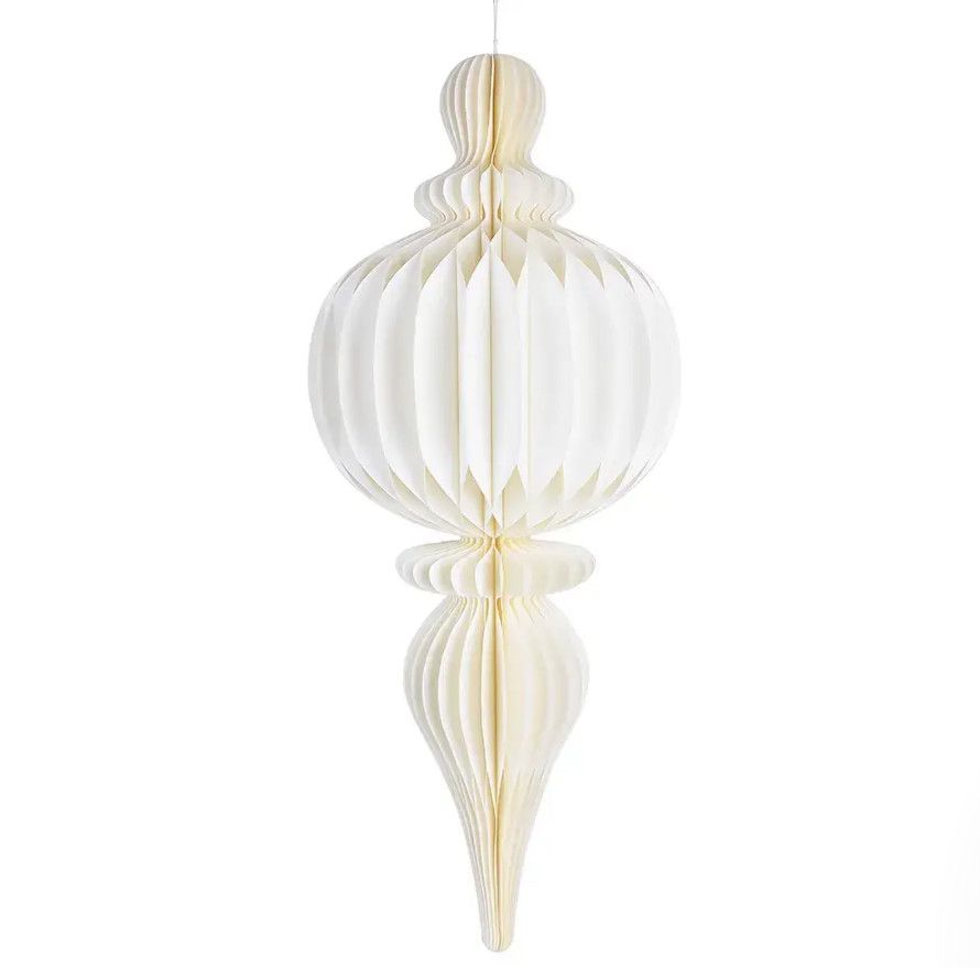 30.5”L WHITE HONEYCOMB PAPER ORNAMENT - FINIAL