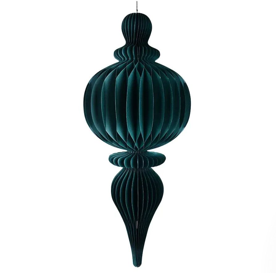 30.5”L GREEN HONEYCOMB PAPER ORNAMENT - FINIAL
