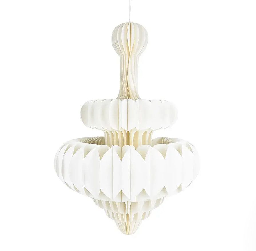 30.5”L WHITE HONEYCOMB PAPER ORNAMENT - SPIRE DROP