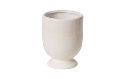 5.5"H X 4.25" WHITE CERAMIC PEDESTAL LANEY VASE