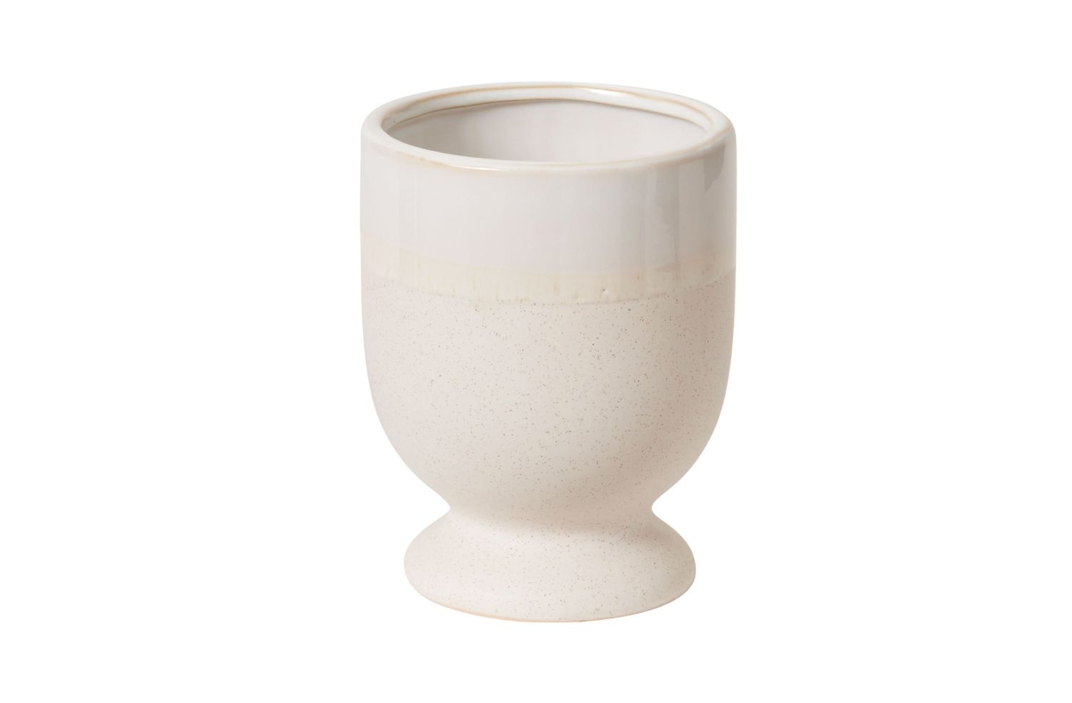 6.5"H X 5" WHITE CERAMIC PEDESTAL LANEY VASE