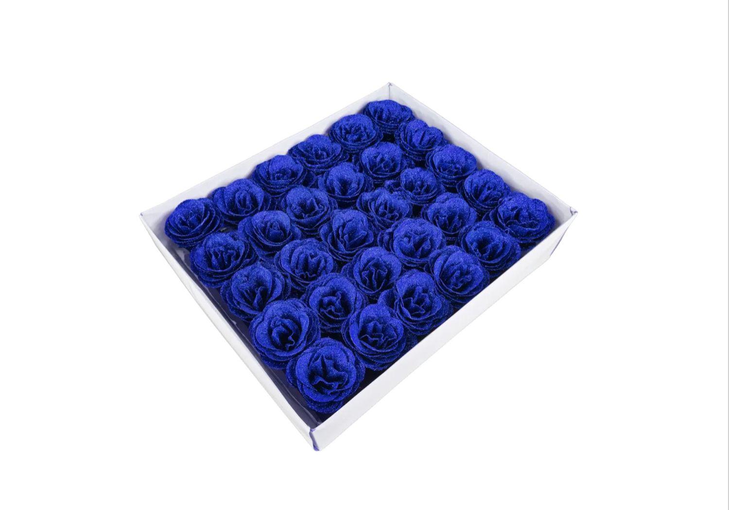 15” X 12.5” X 3”H ROYAL BLUE GLITTER ARTIFICIAL FLOWER BOX (1 BX, 30 FLOWERS)