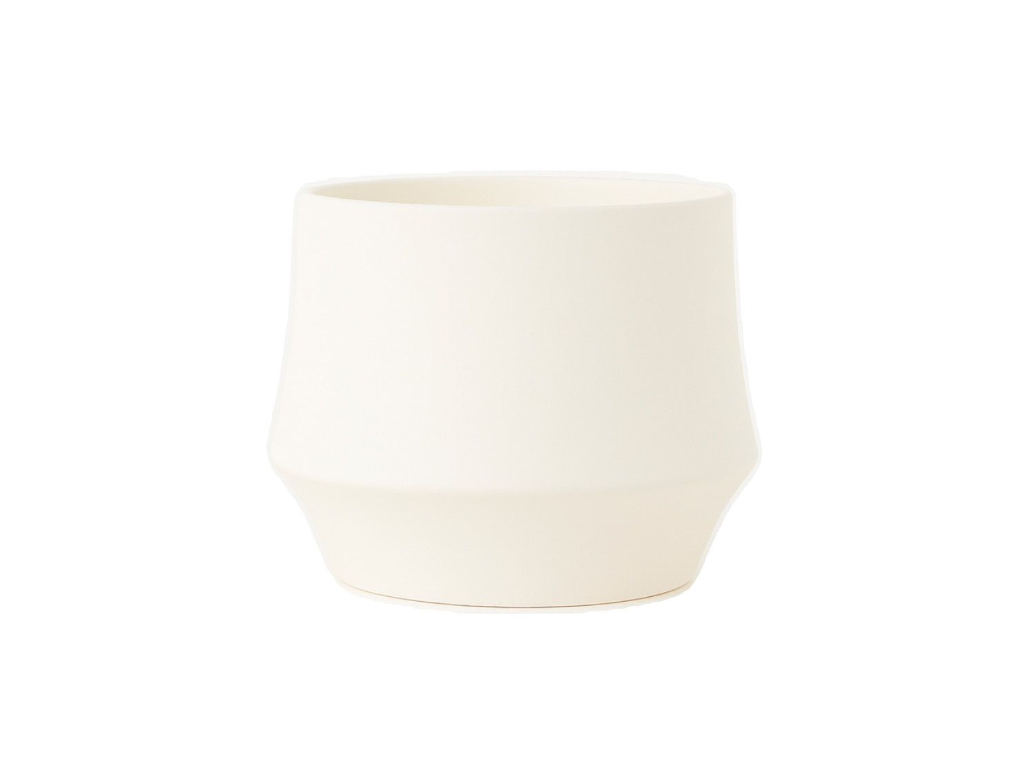 5.5”H X 4.75” WHITE CERAMIC FLARED MANUEL VASE WITH DRAIN PLUG (LINER RECOMMENDED)