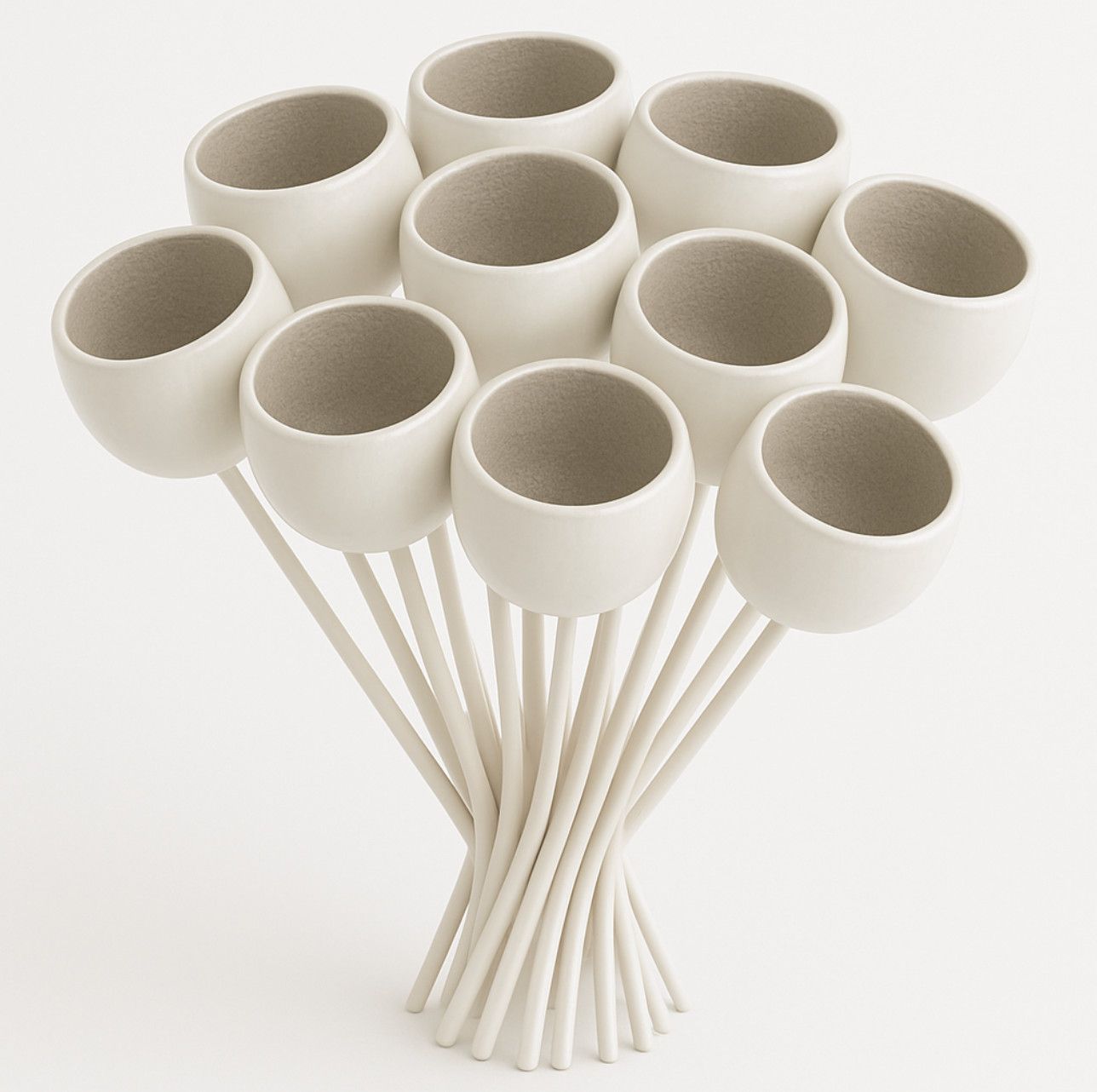 10  STEMS WHITE BELL CUPS