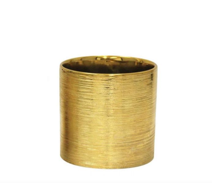 ETCH METALLIC CERAMIC CYLINDERS, Color: GOLD, Size: 3" X 3" (sku- CCN58)