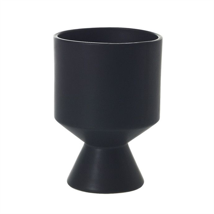 CERAMIC DE VIL PEDESTAL POT, Color: BLACK, Size: 6.25"H X 4.5"  (SKU- 99520)