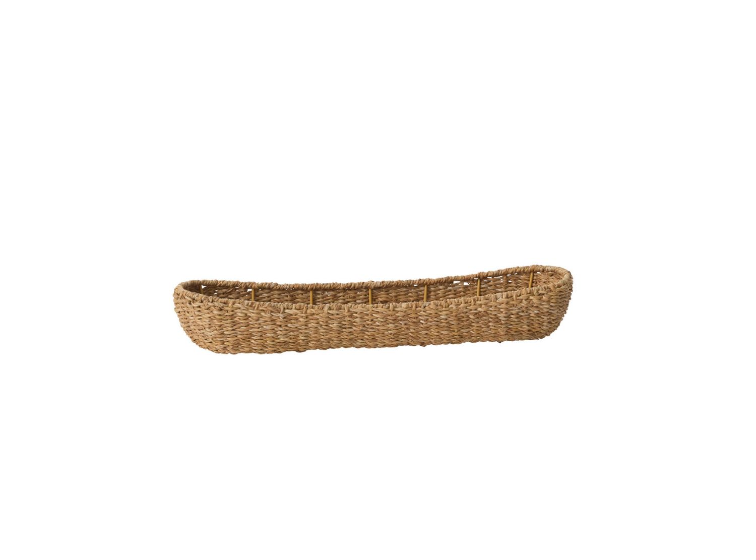 NATURAL BROWN LONG COLLECTIVE BASKET, Size: 3.5"H x 6"W x 24"L  (SKU- 63415)