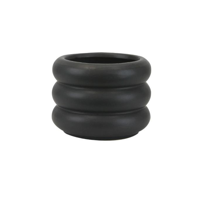 CERAMIC WAVA PLANTER, Color: MATTE BLACK, Size: 3.5"H X 4.75" (sku- CPT76)