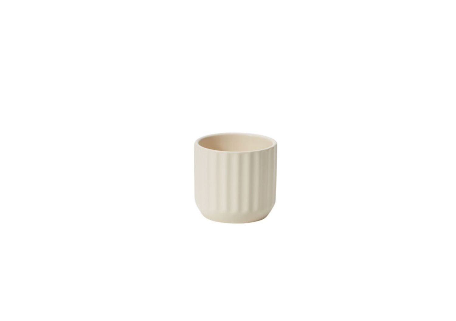 MATTE CERAMIC BEAM POT, Color: OFF-WHITE, Size: 2.75"H X 3.25"  (SKU- 97675)