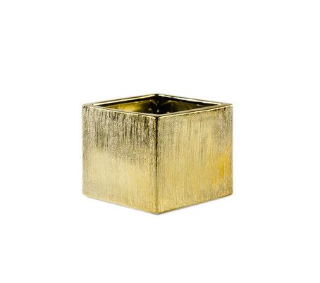 ETCH METALLIC CERAMIC SQUARES/RECTANGLE , Color: GOLD, Size: 3" X 3" X 3" (sku- cbk54)