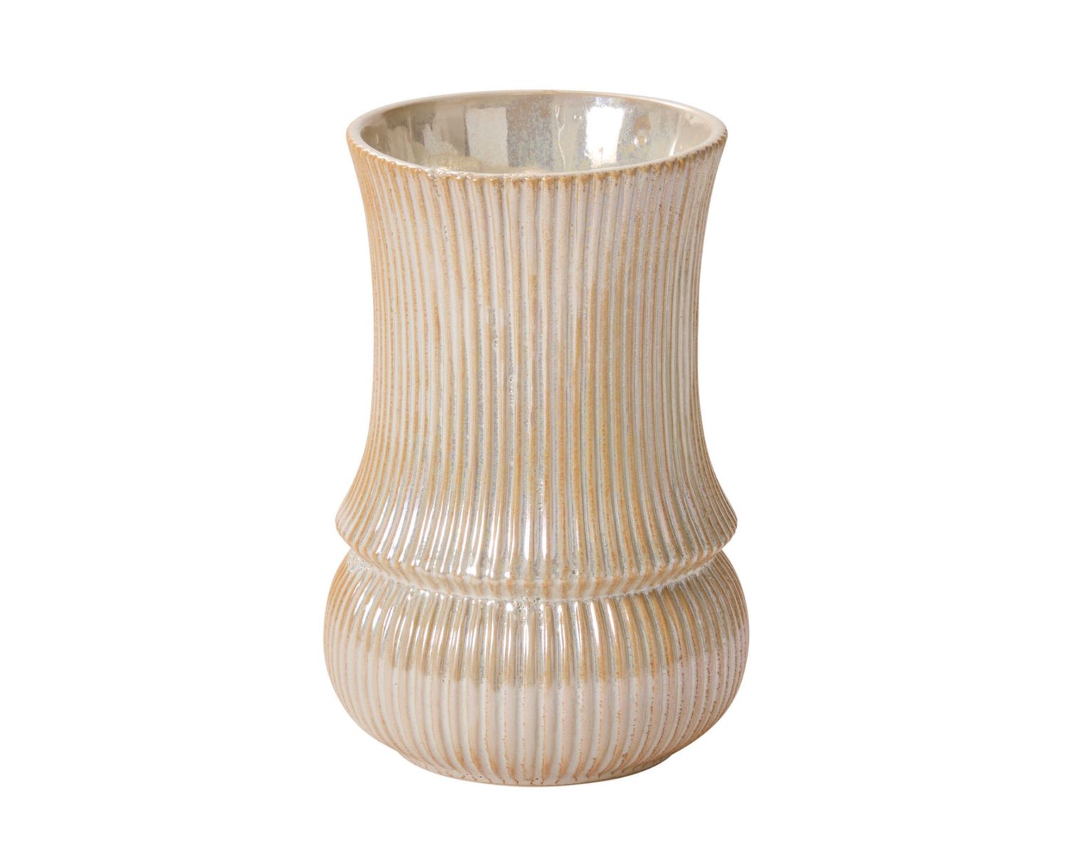 CERAMIC VERDANT VASE POT, Color: CHAMPAGNE, Size: 9.75"H X 6.25"  (SKU- 10095)