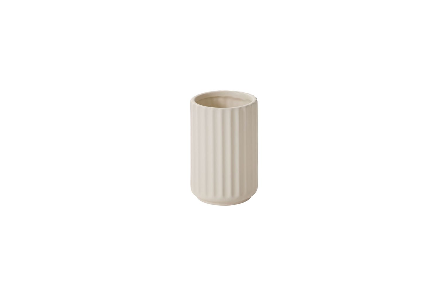 MATTE CERAMIC BEAM VASE, Color: OFF-WHITE, Size: 6"H X 4"  (SKU- 97605)