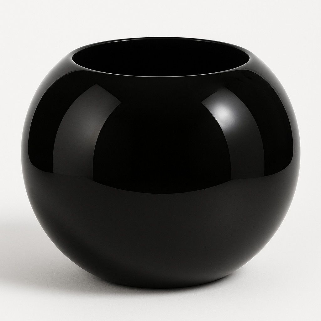 BLACK GLASS BUBBLE FISHBOWL, Size: 10"h x 12"  (SKU- U9805)