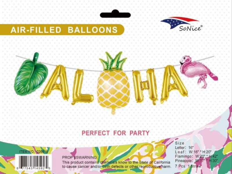 "ALOHA" AIR FILLED BALLOON BANNER, ,reg $6.99