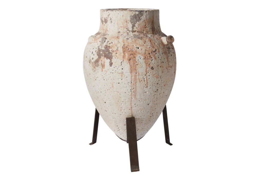 21.75”H X 14.5” X 14” WHITE CONCRETE TUSCAN PLANT STAND