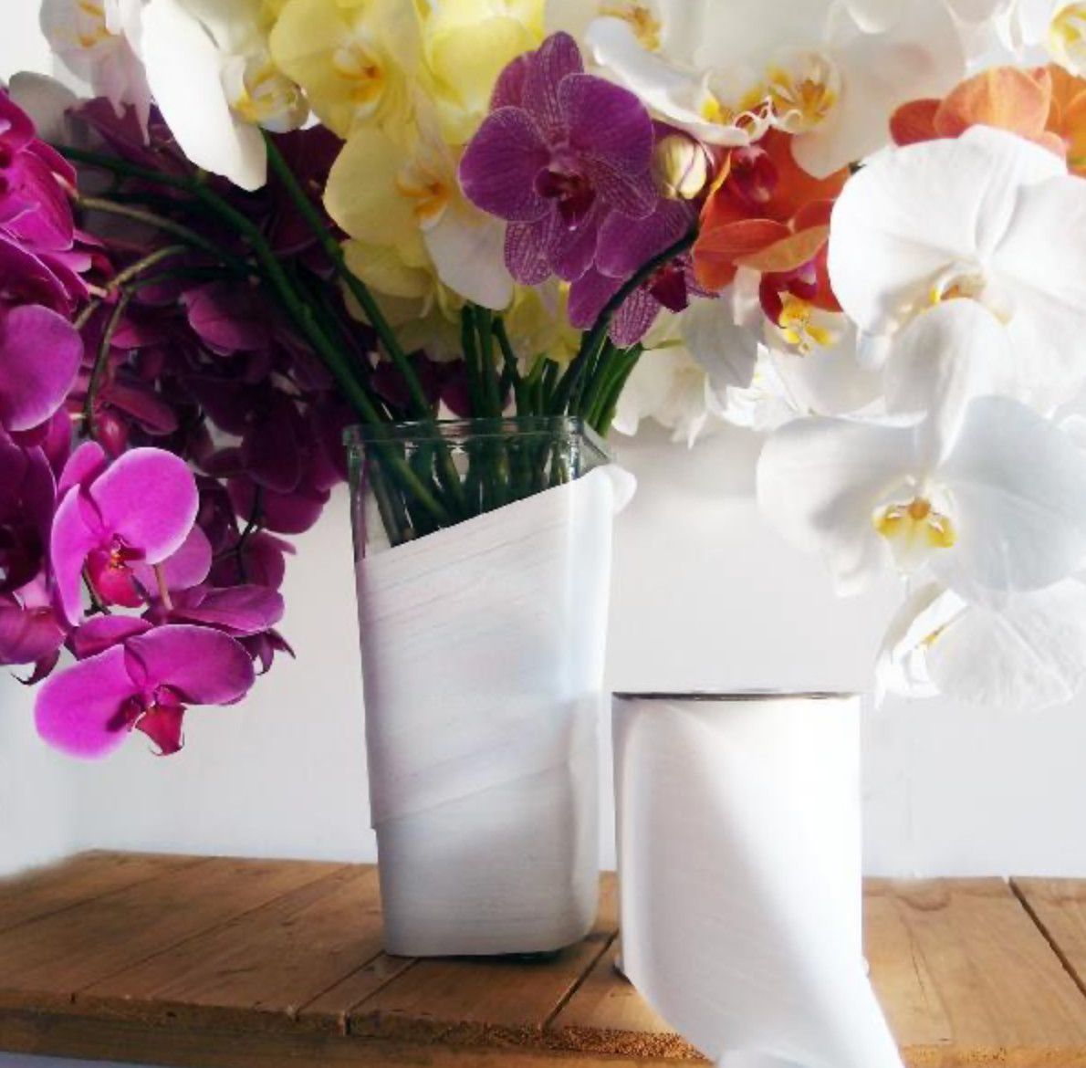4 1/4" X 50 YDS WHITE RIBBON LEAF ASPIDISTRA