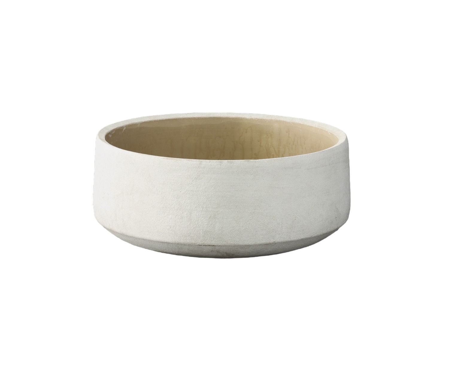 5”H X 11.75” WHITE TERRACOTTA EMBOSSED SMOOTH LOW BOWL