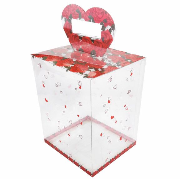 16" x 10" x 12"  CLEAR BOX WITH HEART HANDLE