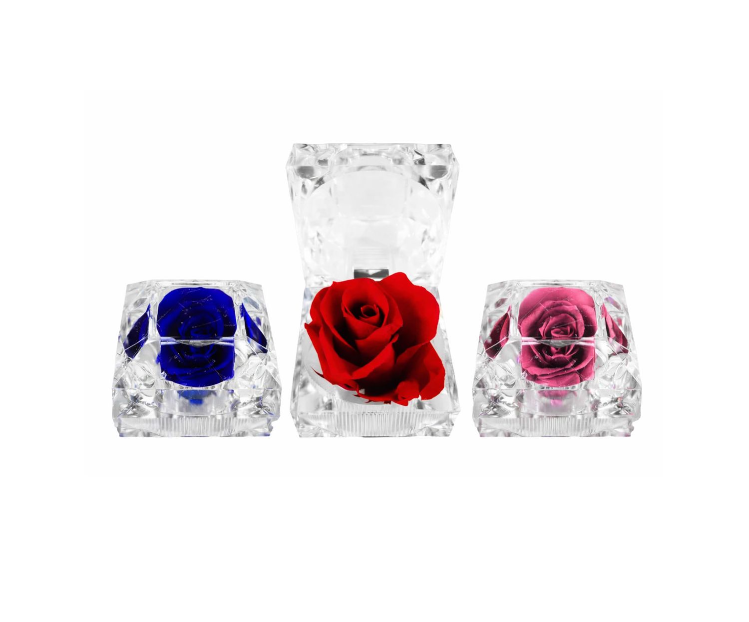 1.75" x 1.75" CLEAR MINI FOREVER ROSE IN ACYRLIC BOX