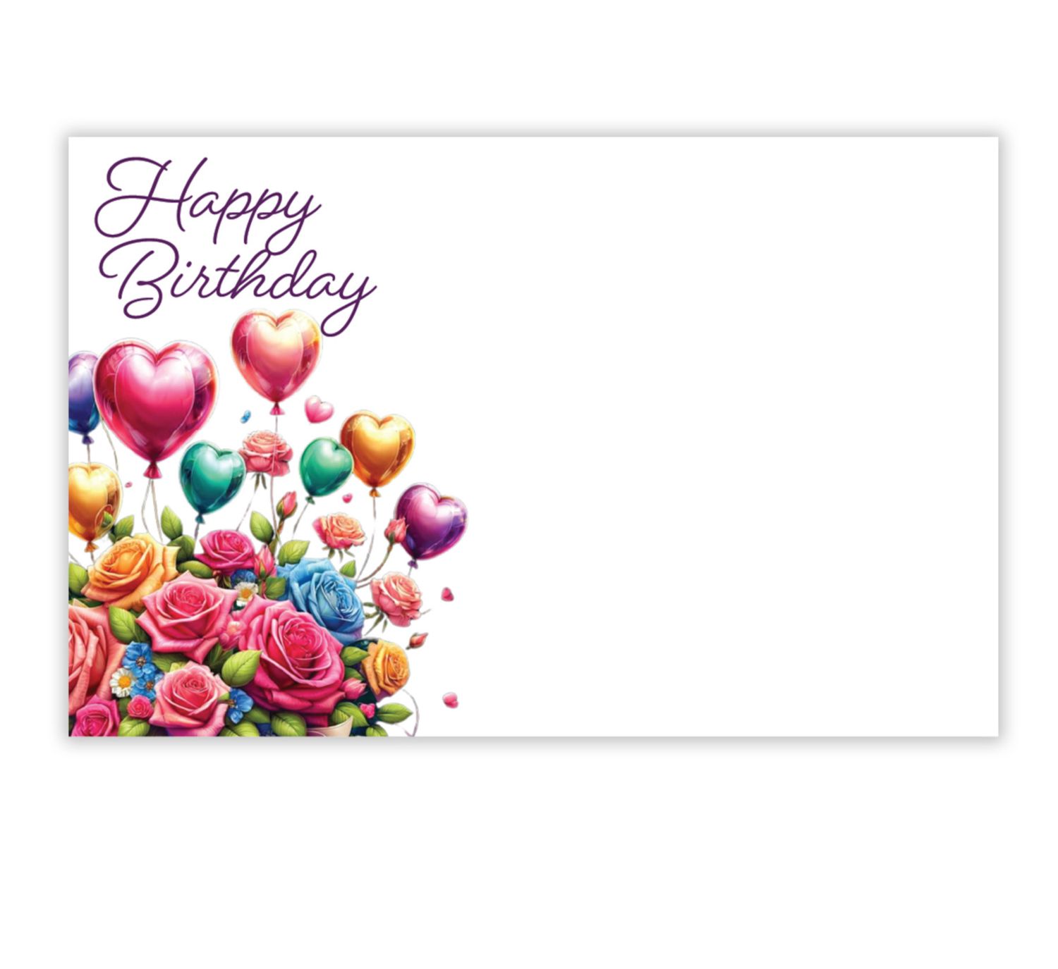 HAPPY BIRTHDAY" CAPRI CARD, BOUQUET OF ROSES AND BALLOONS