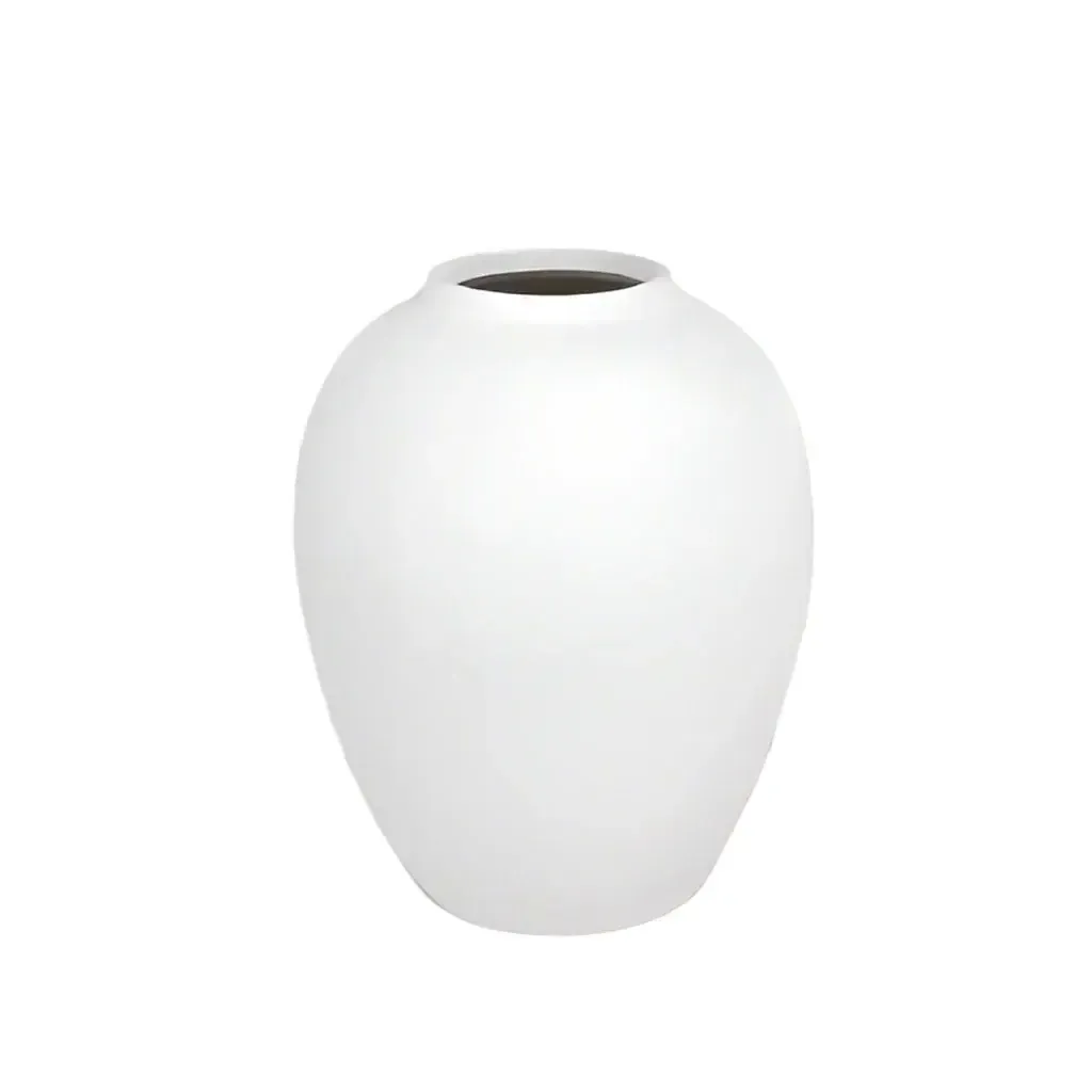13.75"h x 11" TERRACOTTA VASE WHITE