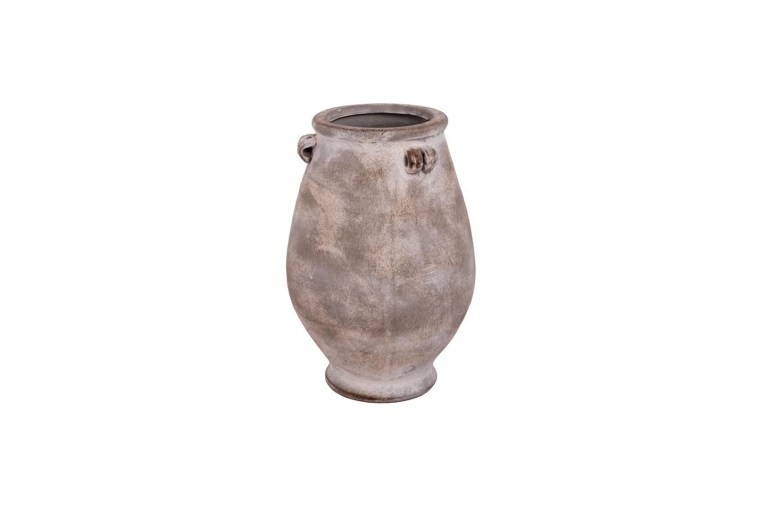 10.5"h x 7" TERRACOTTA VINTAGE VASE WITH HANDLE FINISH VINTAGE SMALL GREY