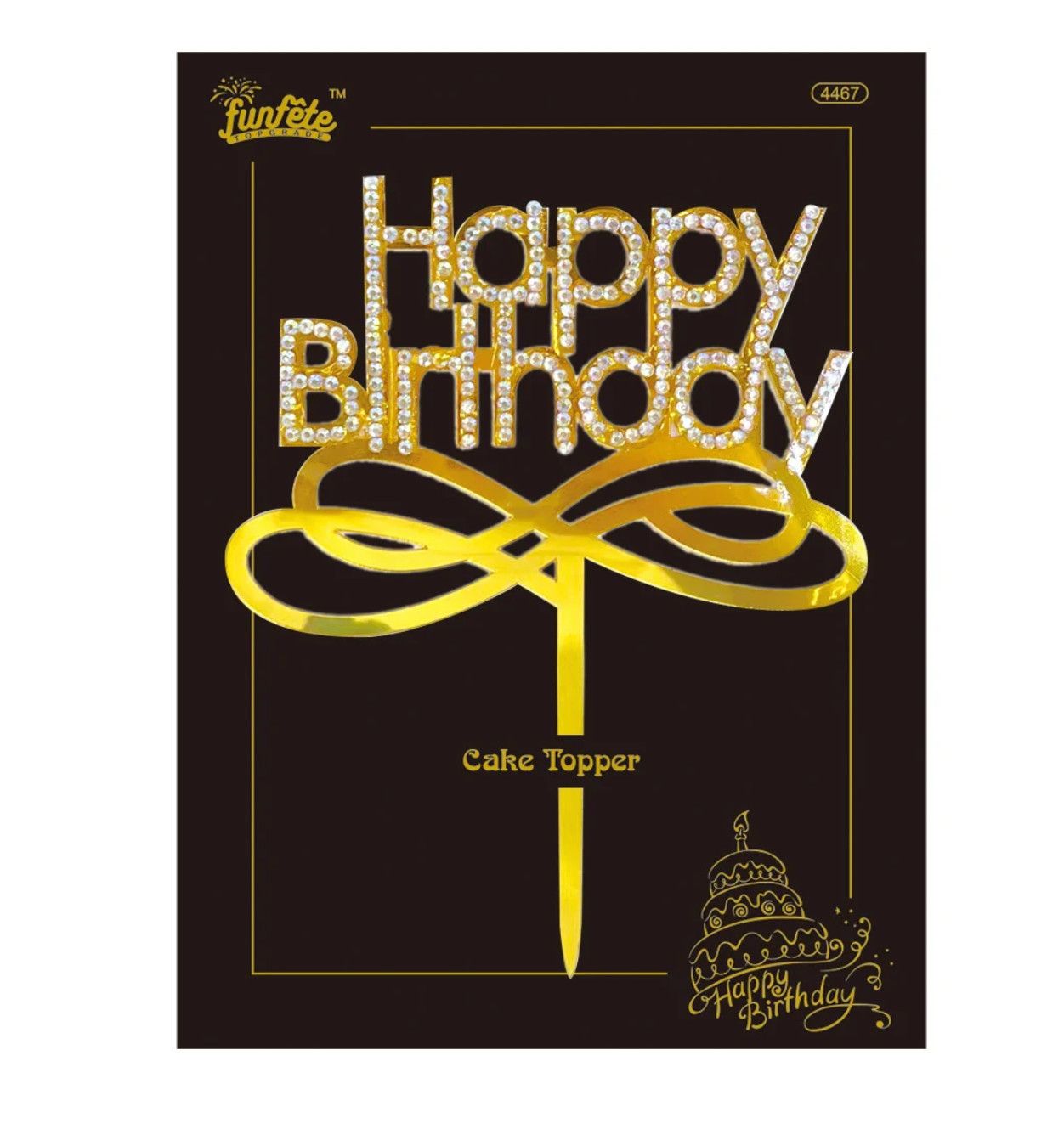 HAPPY BIRTHDAY RHINESTONE CAKE TOPPER