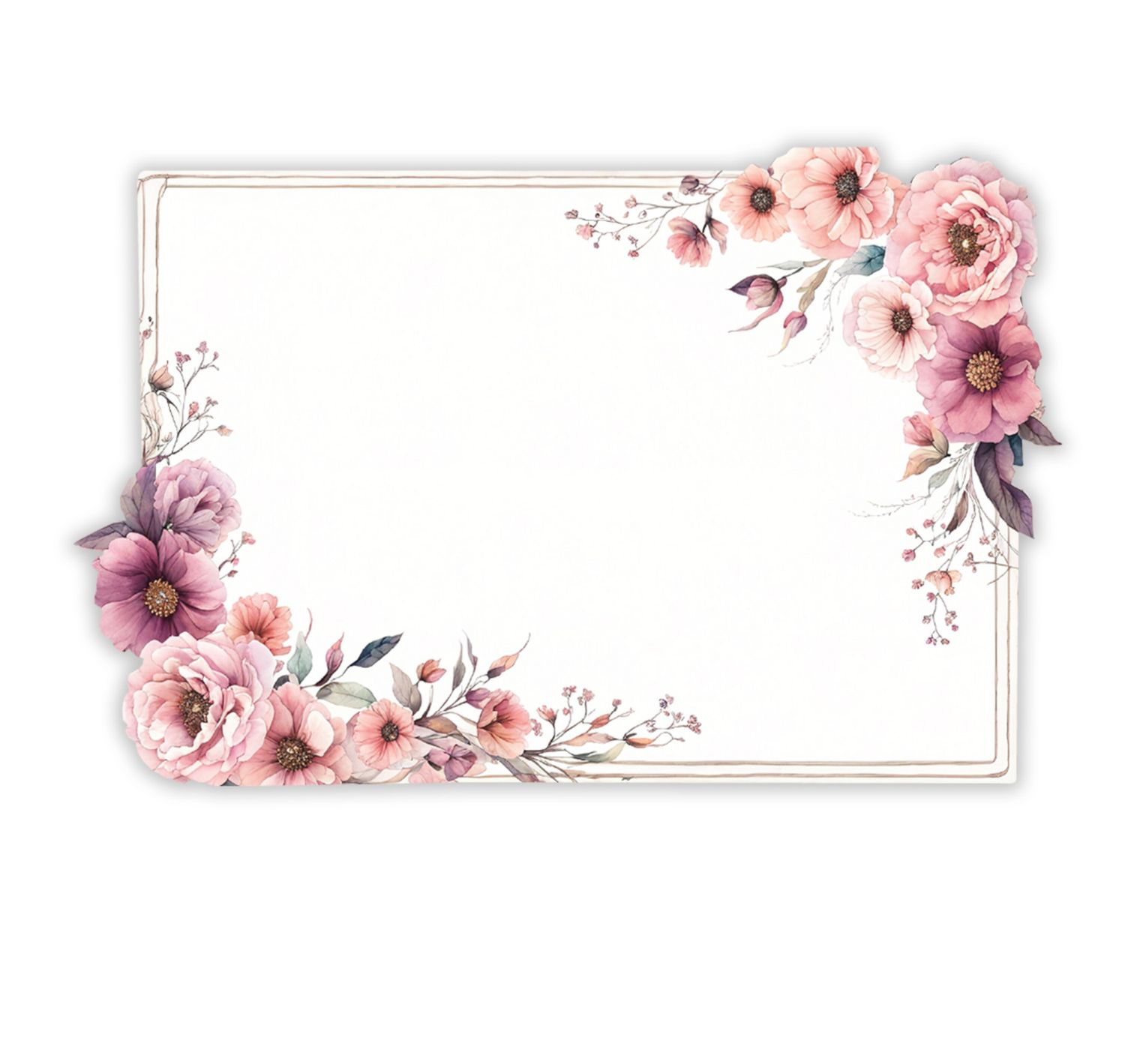 CAPRI CARD, NO SENTIMENT,  DIE CUT-PINK FLOWERS