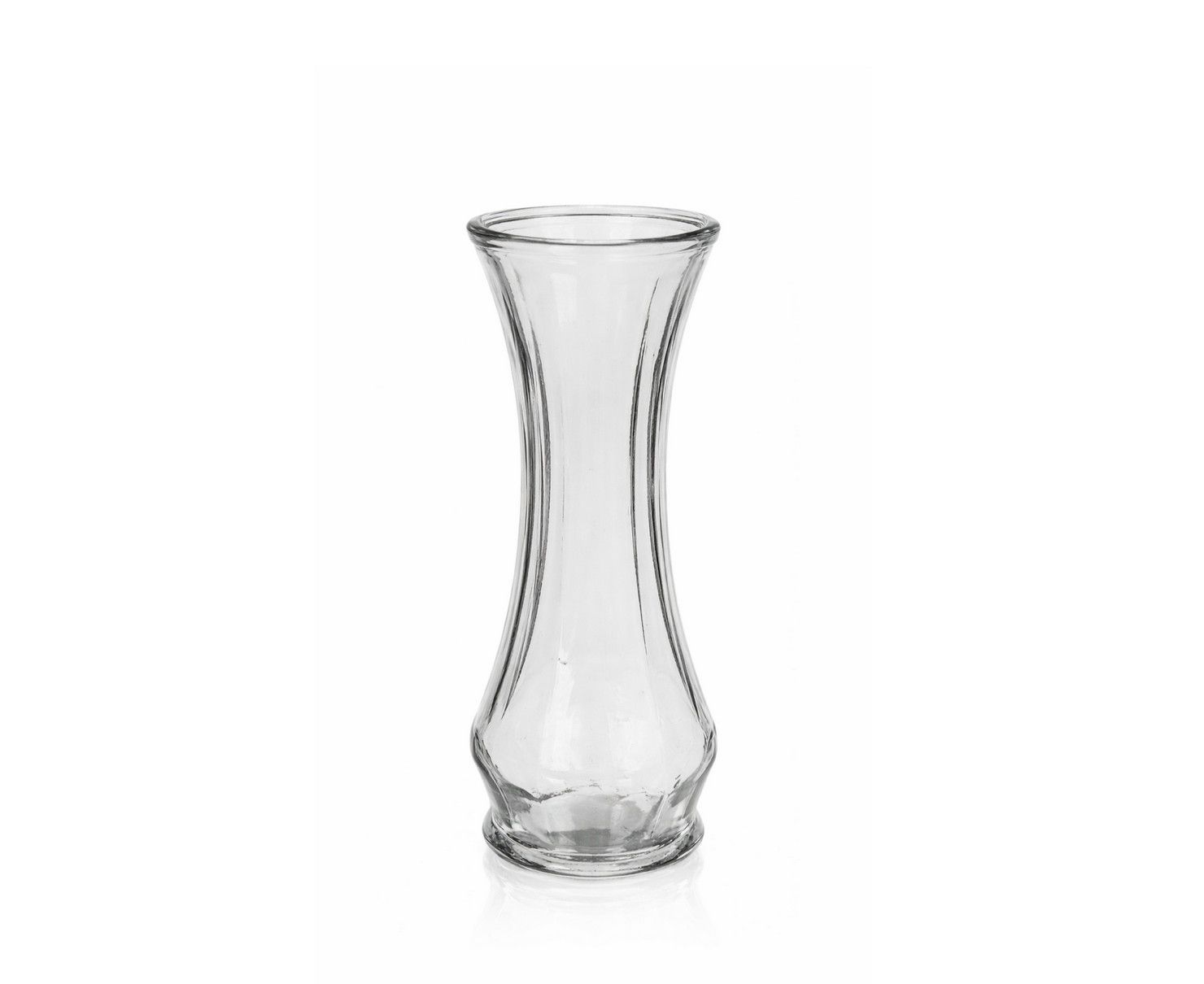 9”H X 3.5” CLEAR GLASS BOUQUET VASE