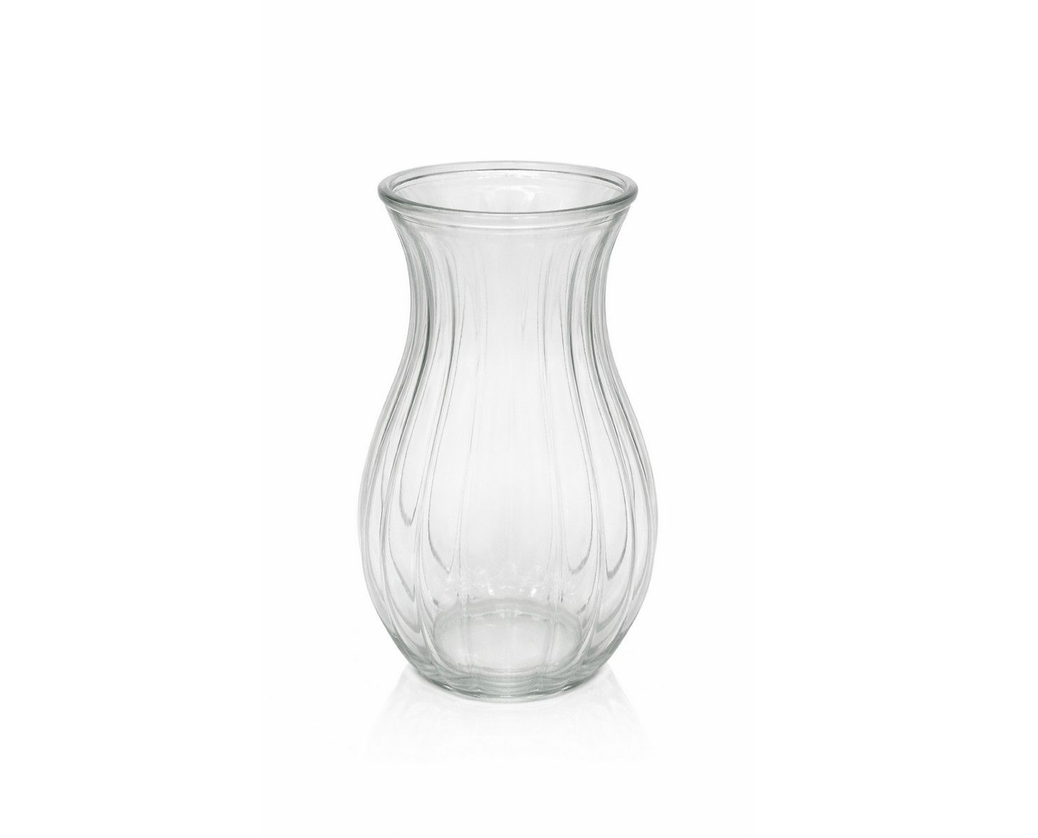 9"H X 5.25” CLEAR GLASS RIBBED JORDAN VASE
