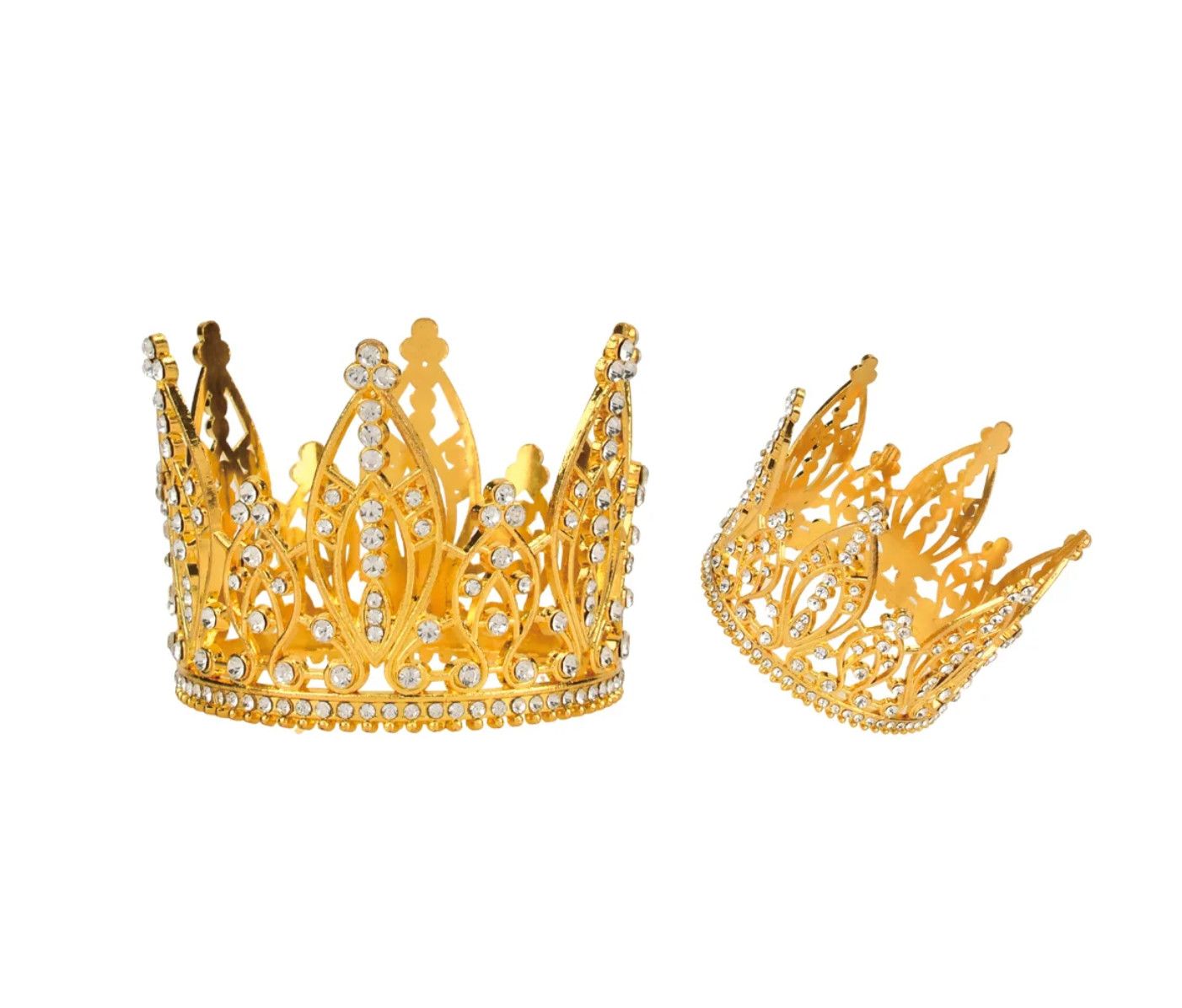 GOLD MINI TIARA,  2  1/2", WITH RHINESTONES
