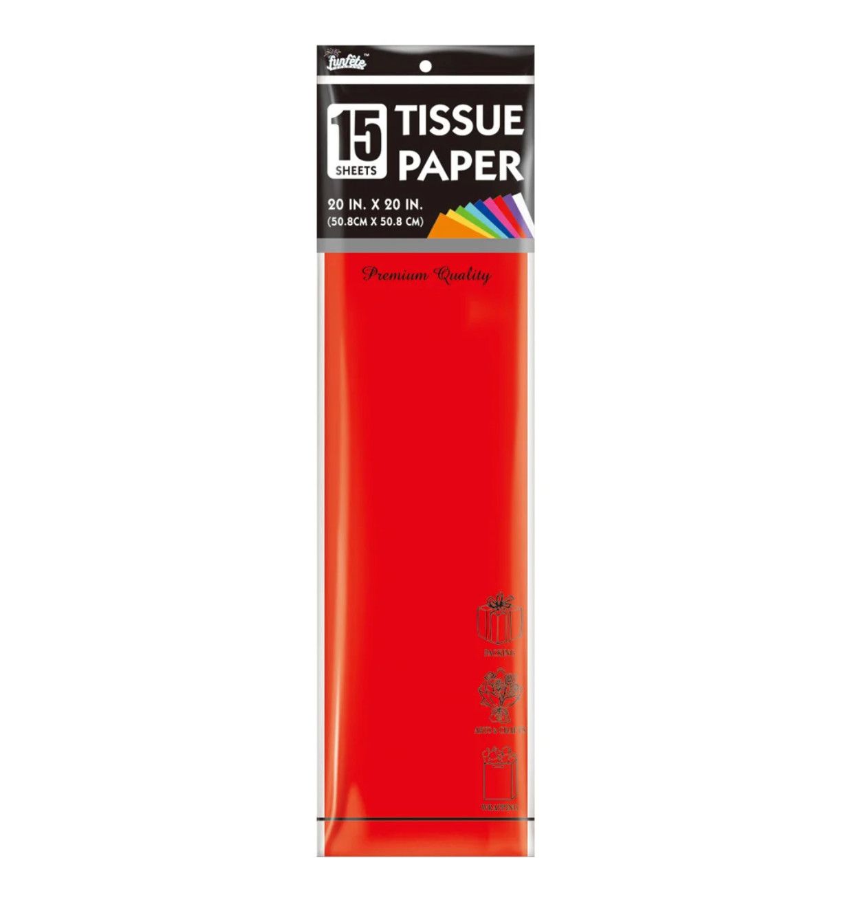15 CT RED TISSUE PAPER 20'' X 20''