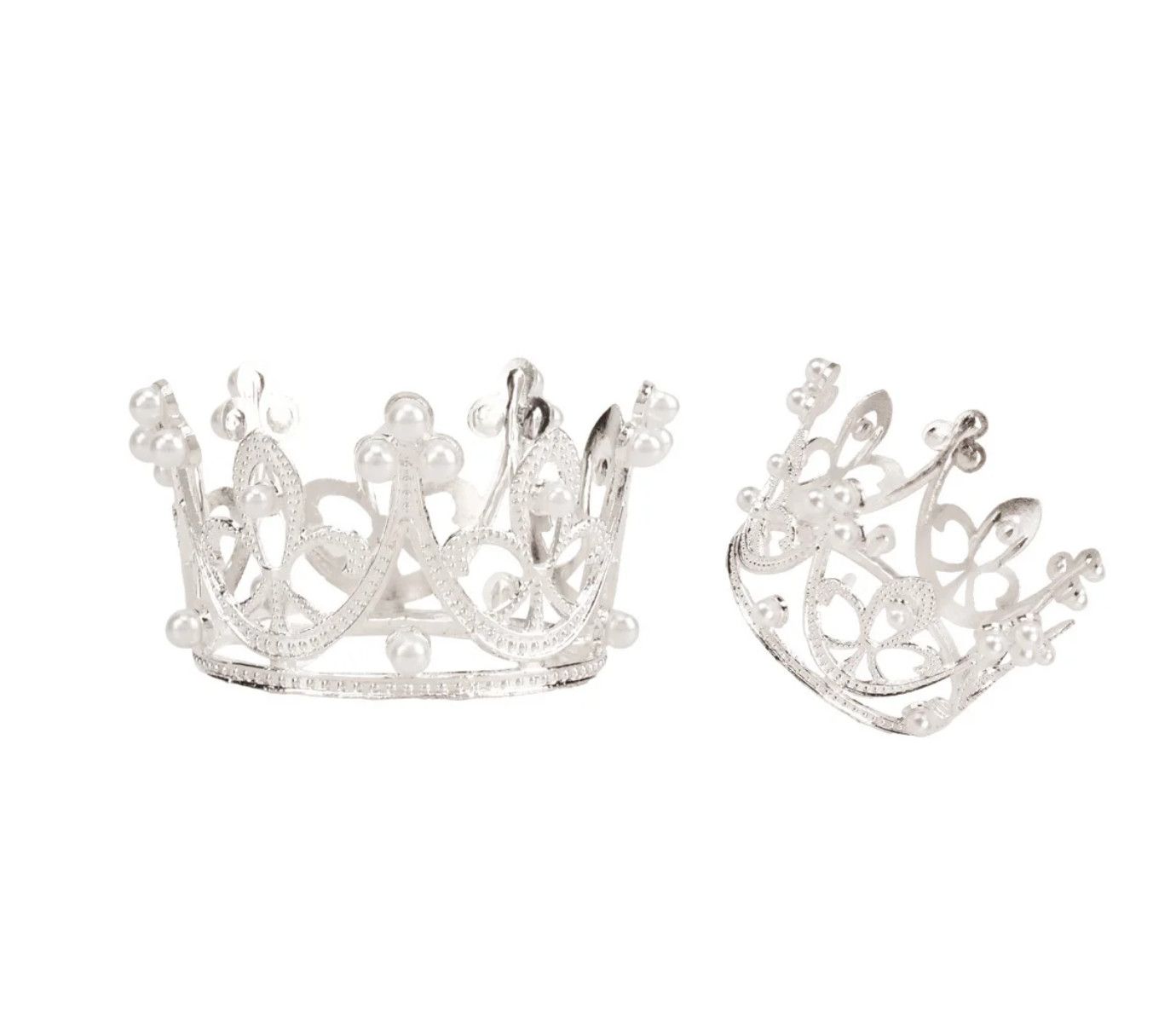 2'' SILVER MINI TIARA WITH PEARLS