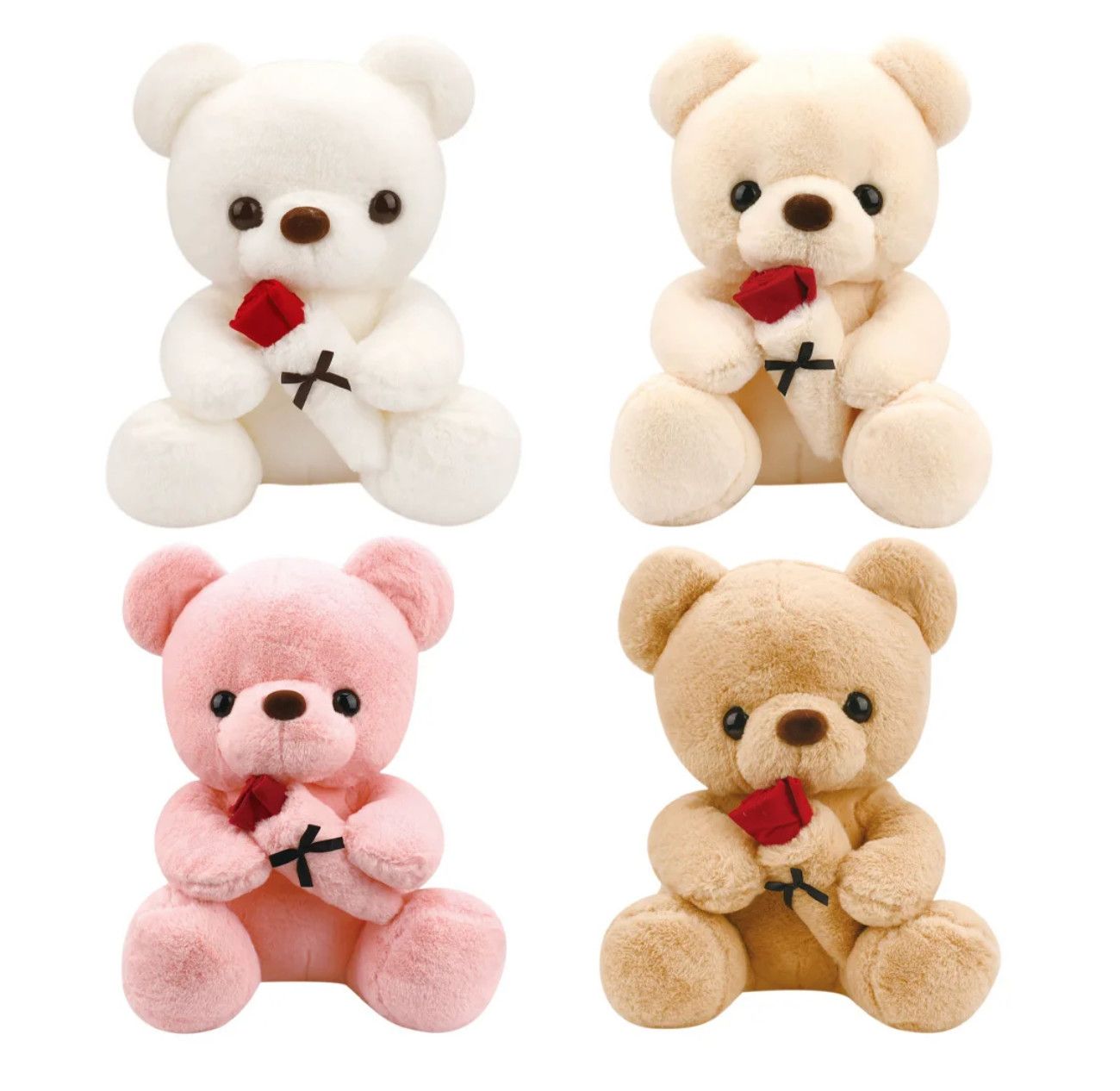 12" BEAR WITH ROSE, ASST COLORS