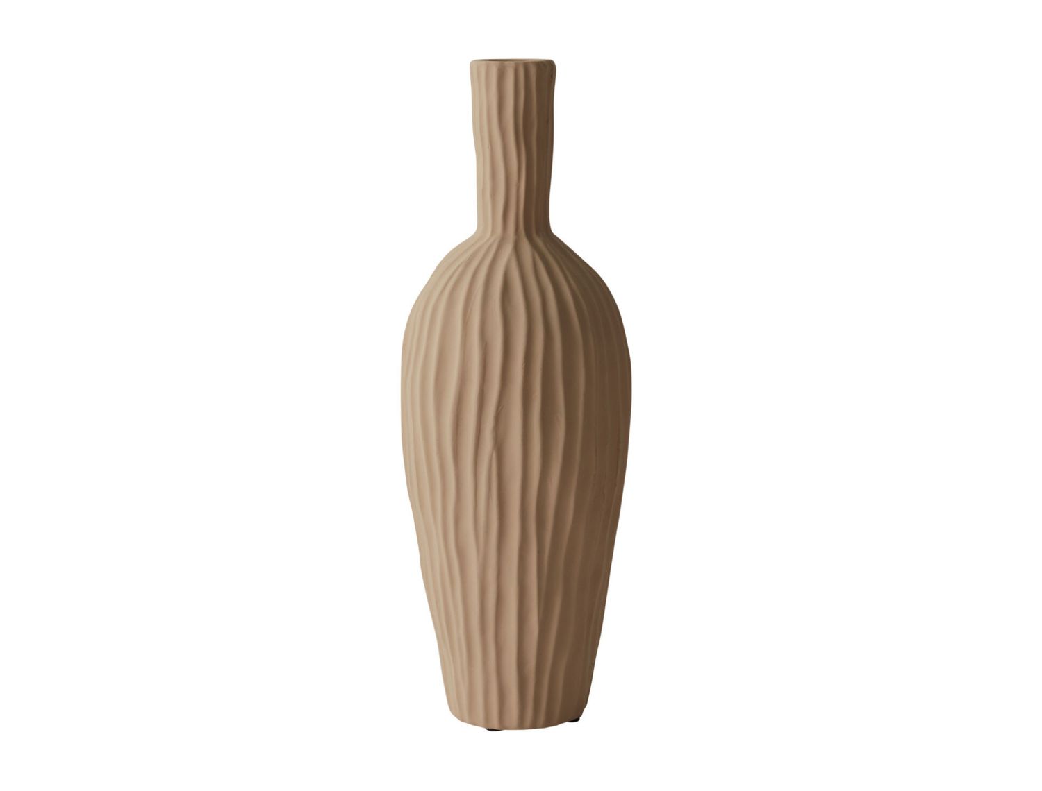 12.75”H X 4.5” TAN CERAMIC TAYER BUDVASE