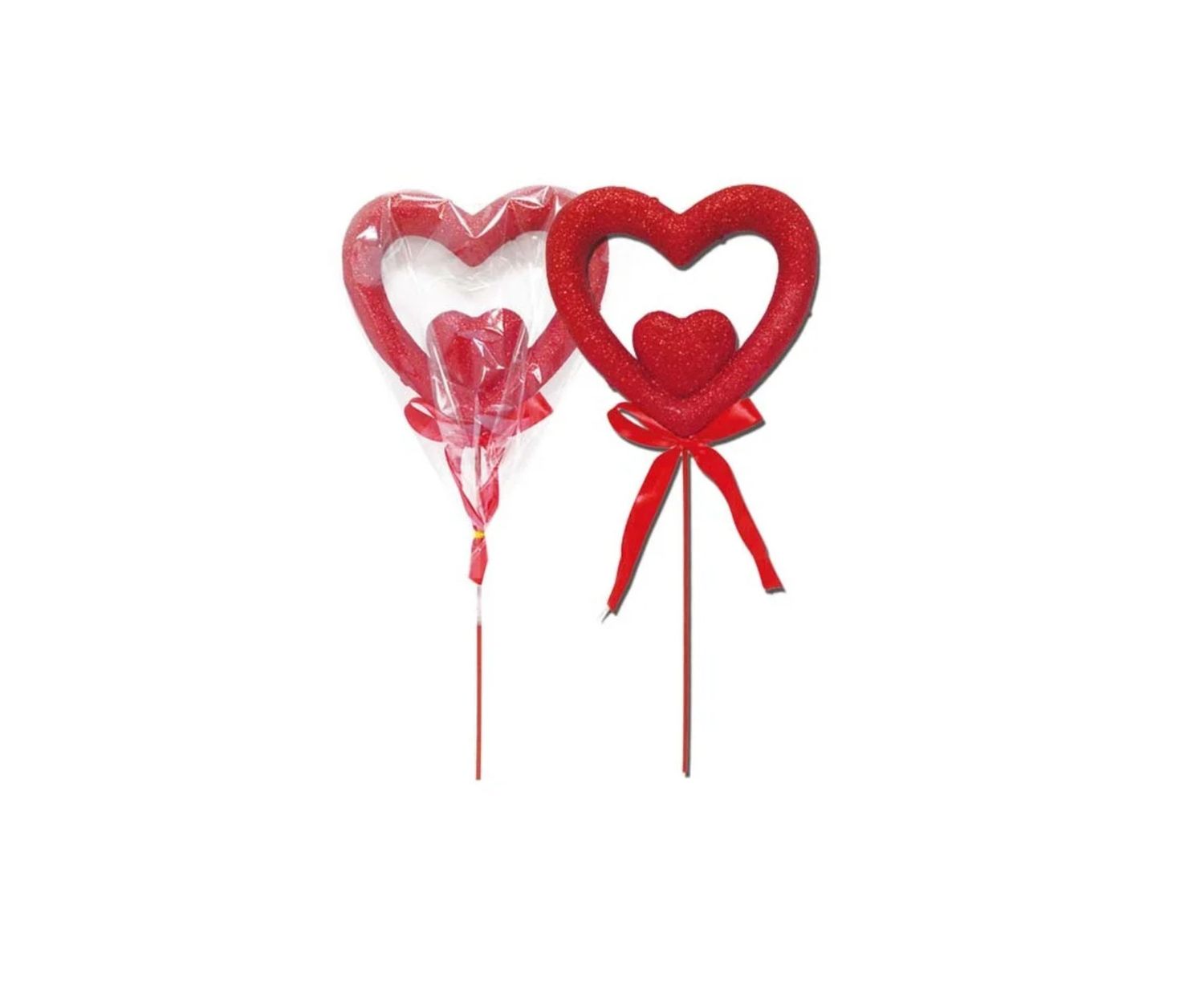 6.25” VALENTINE’S DAY FOAM HEART PICK WITH 17” STICK. (PRICE PER EACH)