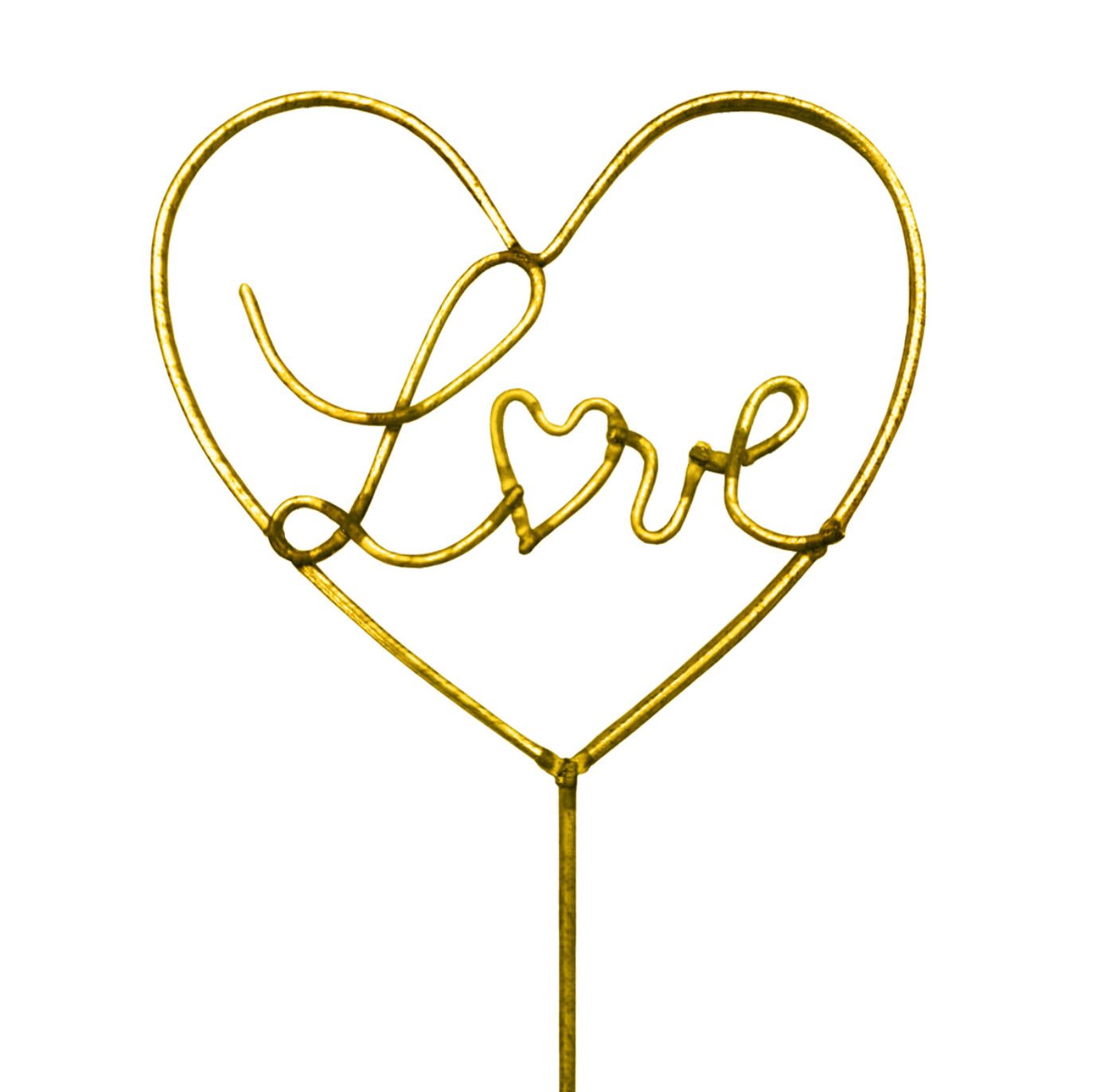 GOLD HEART ON STICK, 4"  X 20"