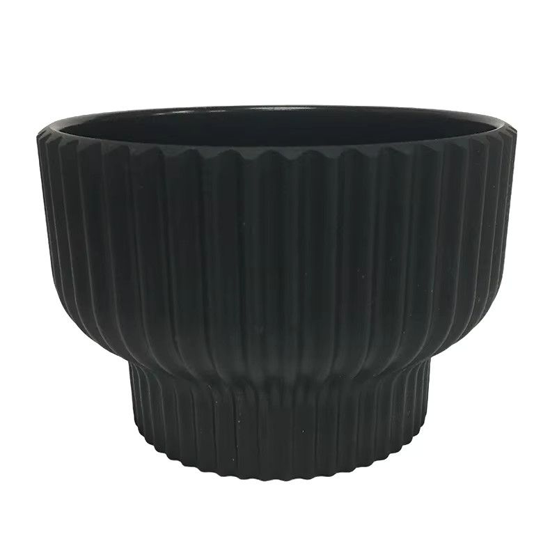 RIBBED PLASTIC COMPOTE, Color: BLACK, Size: 3"H X 4.5"  (SKU- QWP-2007)