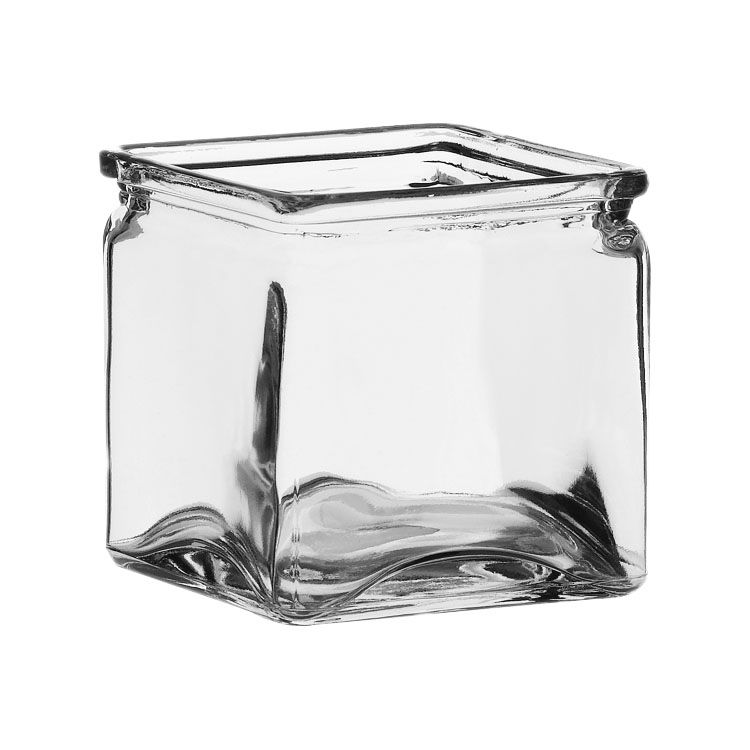 4" x 4" x 4" SQUARE GLASS CUBE WITH LIP