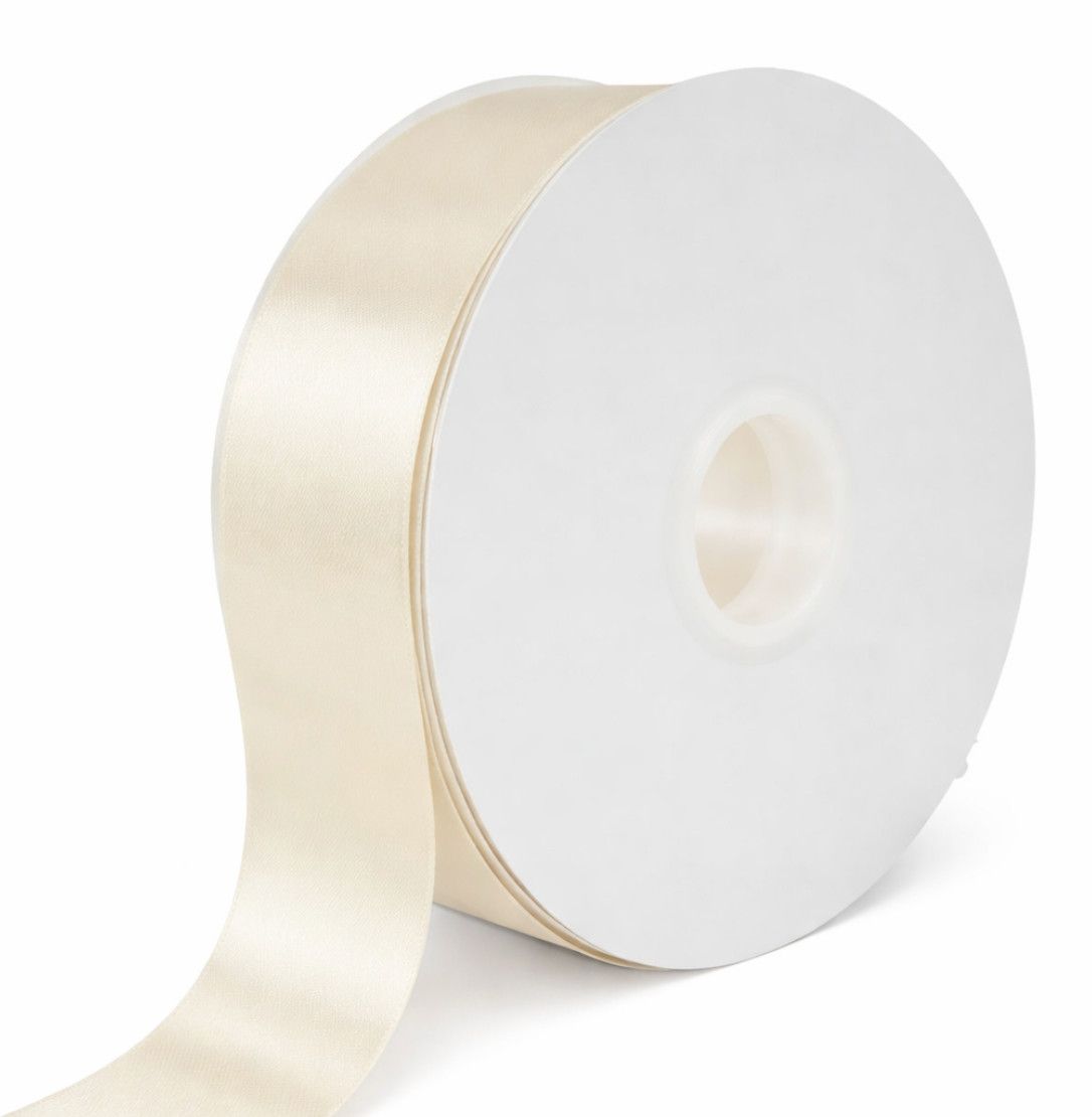 1.5" x 100yrds DOUBLE FACE OFF WHITE RIBBON