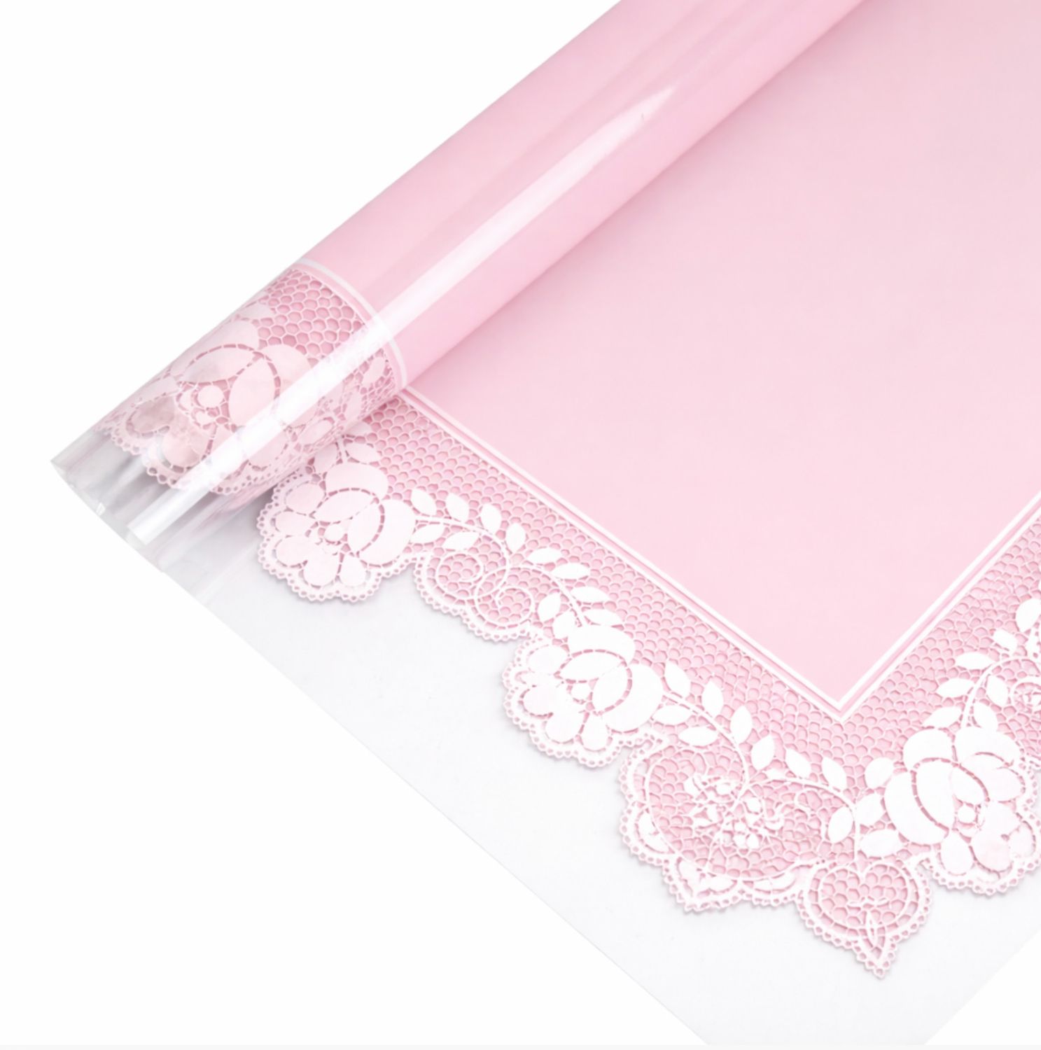 22.5" x 22.5" PINK LACE PATTERN FLORAL PAPERS - 20 PIECES