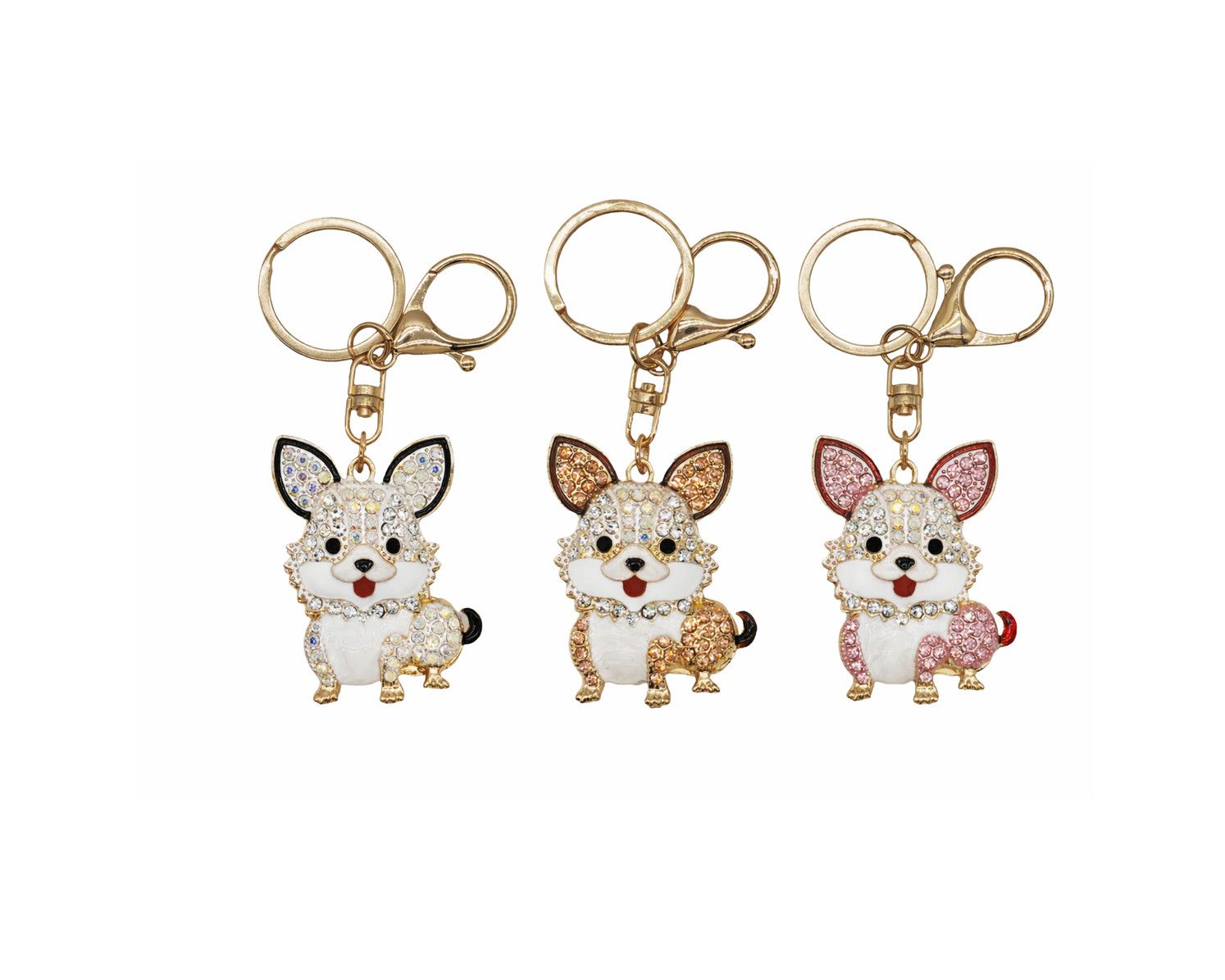 4.5" x 1.5" PUPPY DOG BLING KEYCHAINS