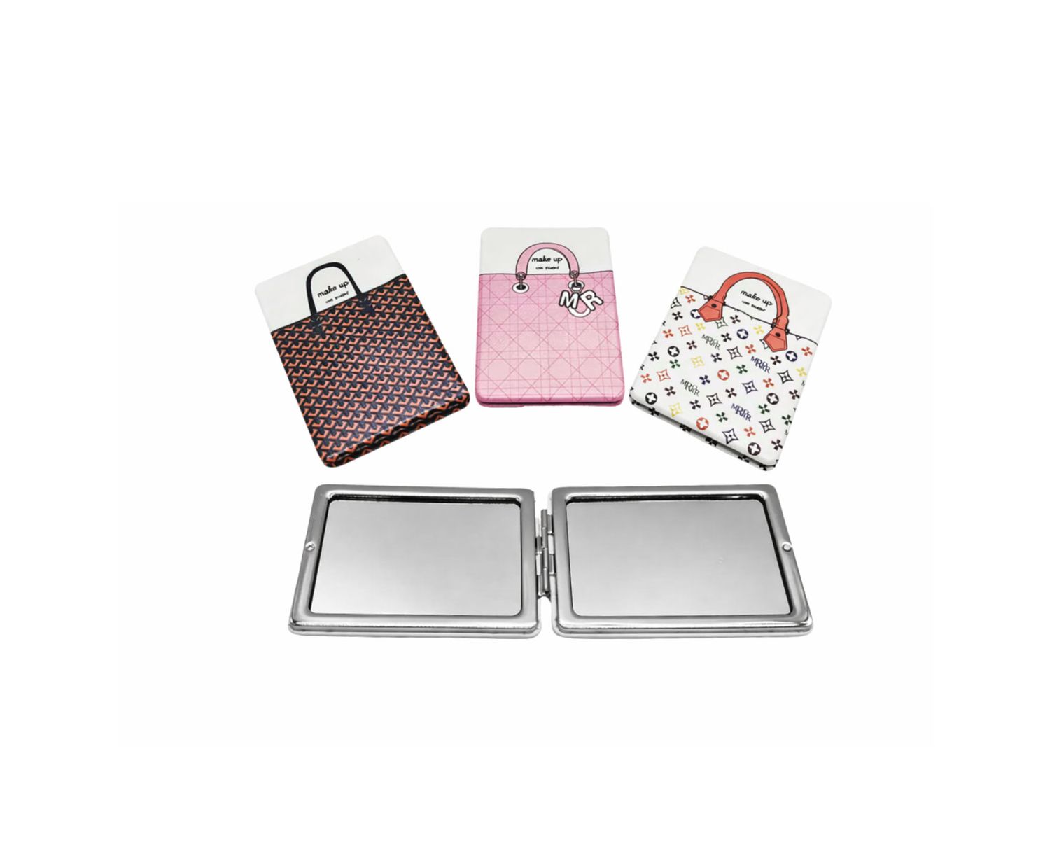HANDBAG PRINT RECTANGULAR COMPACT MIRROR