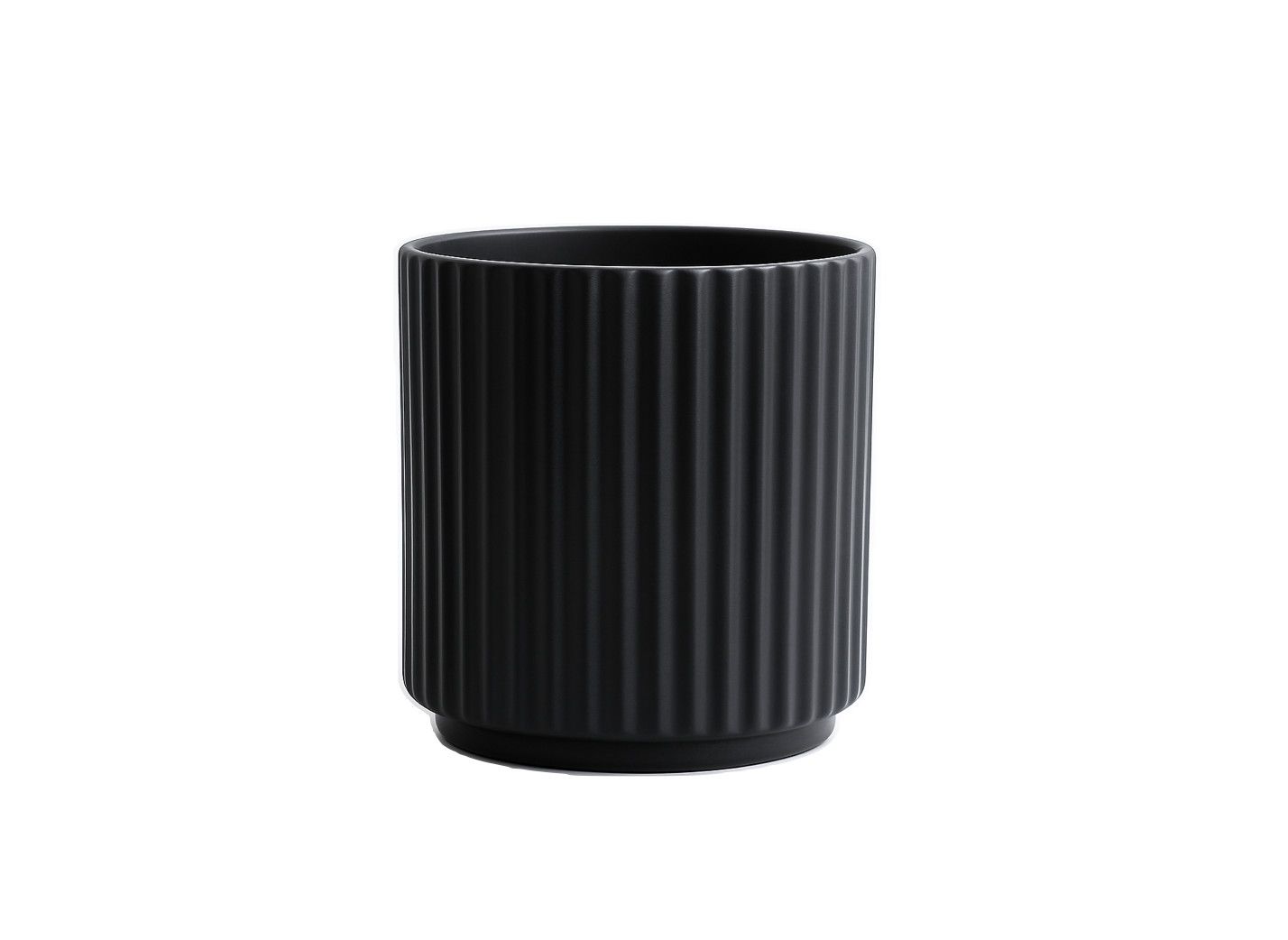 CERAMIC RIBBED MARIE FOOTED CYLINDER VASE, Color: BLACK, Size: 5.25"H X 4.75" (SKU-50065) WITH DRAIN PLUG (LINER RECOMMENDED)