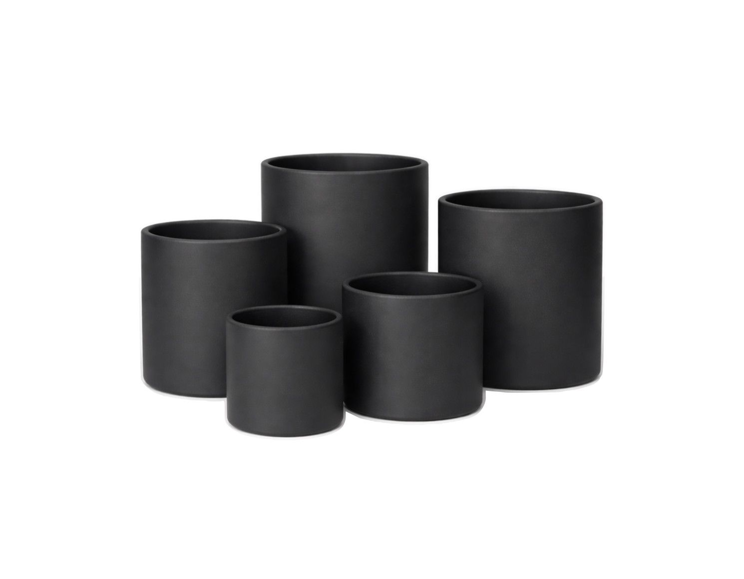 MATTE BLACK CERAMIC CYLINDER POT VASE