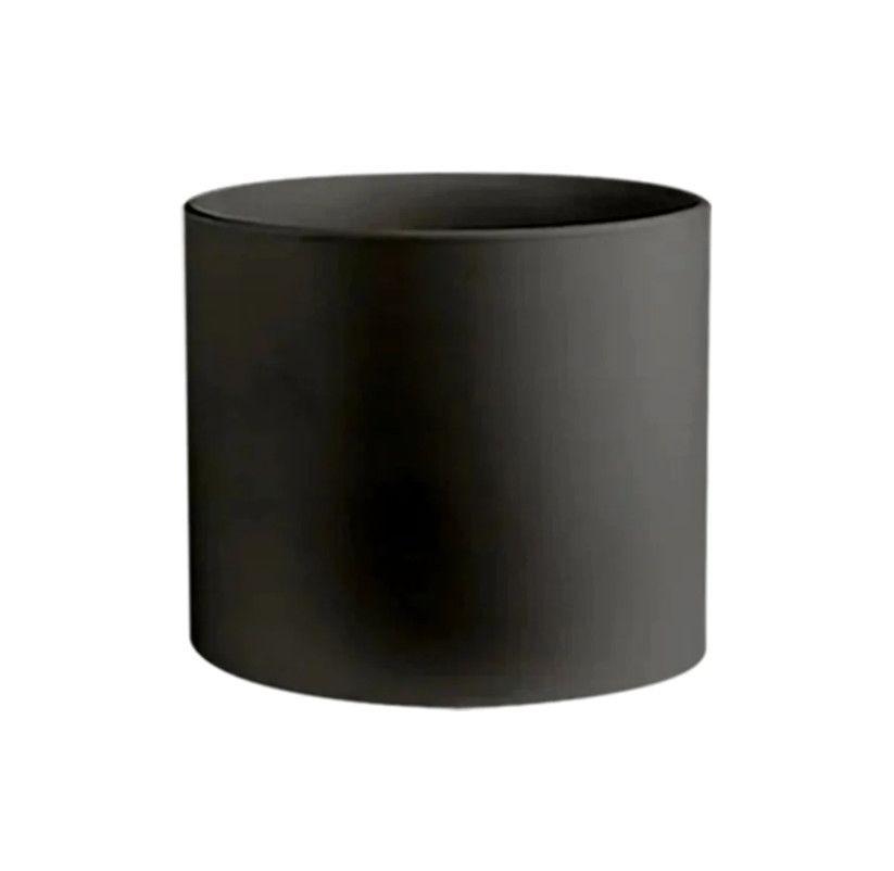 MATTE BLACK CERAMIC CYLINDER POT VASE, Size: 5" X 5"  (SKU-QCC505)