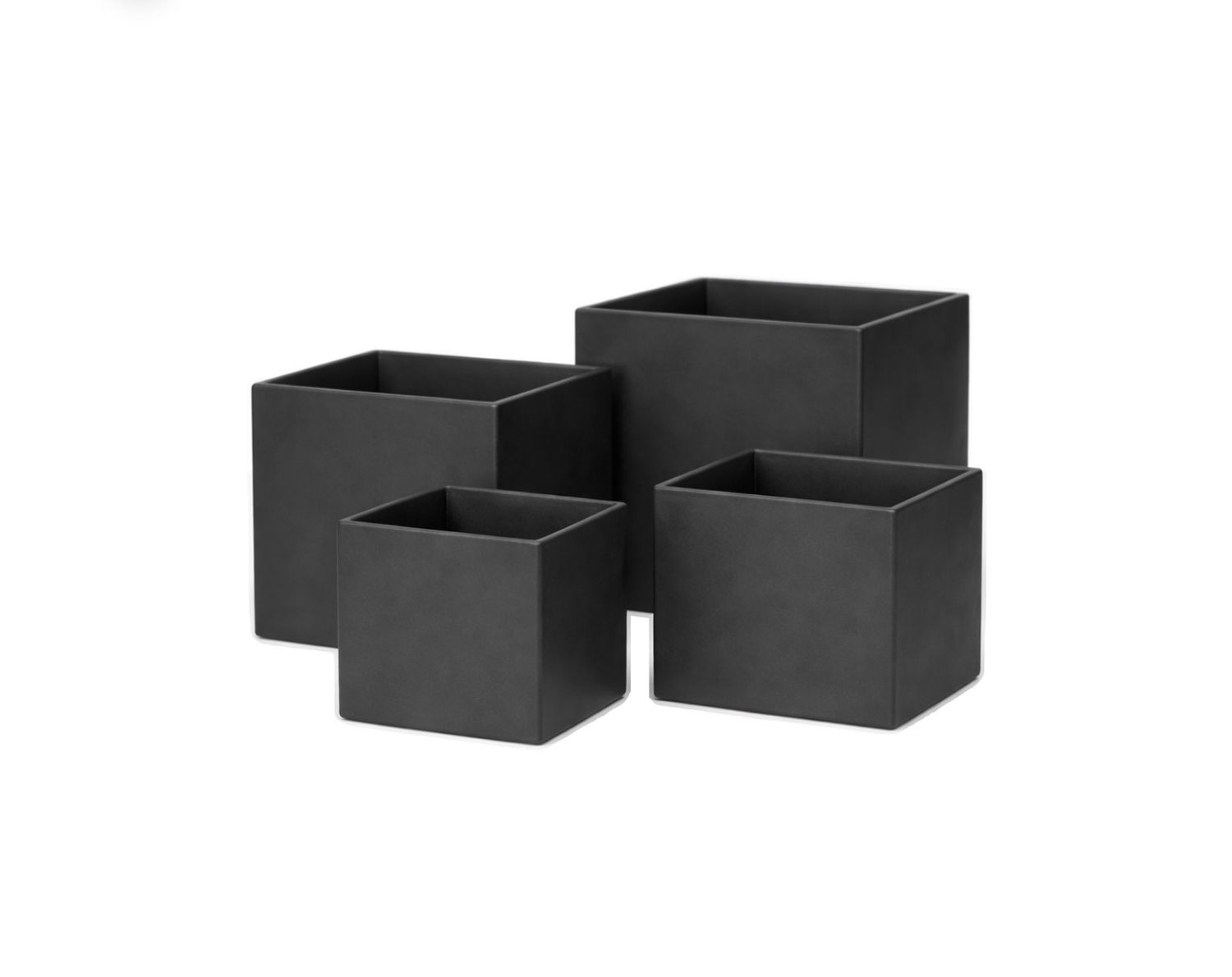 MATTE BLACK CERAMIC CUBE POT VASES