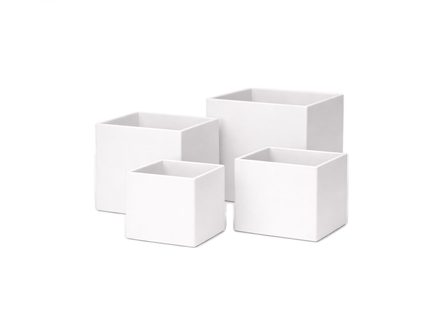 MATTE WHITE CERAMIC CUBE POTS VASES