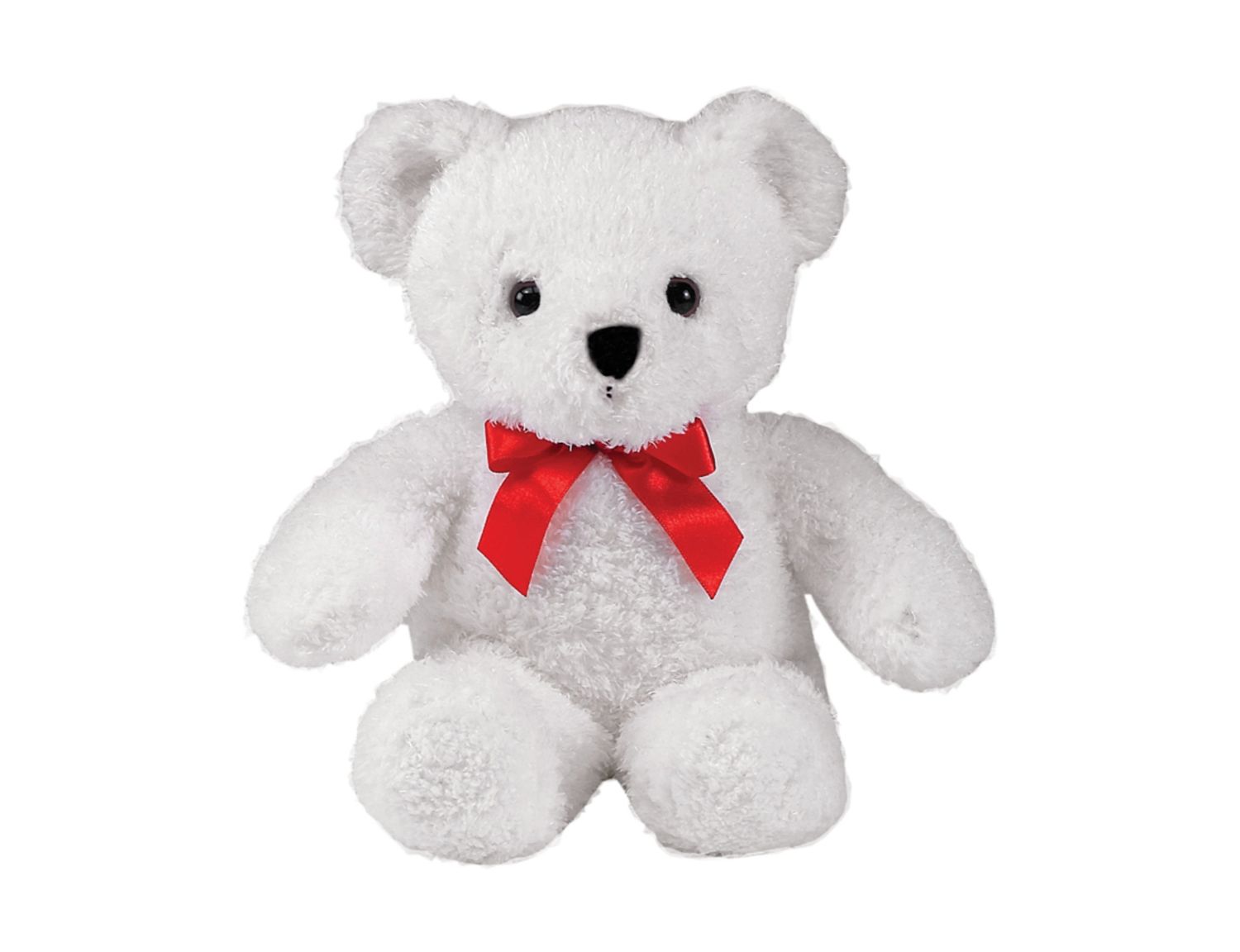 10"H WHITE BEAR WITH RED BOW