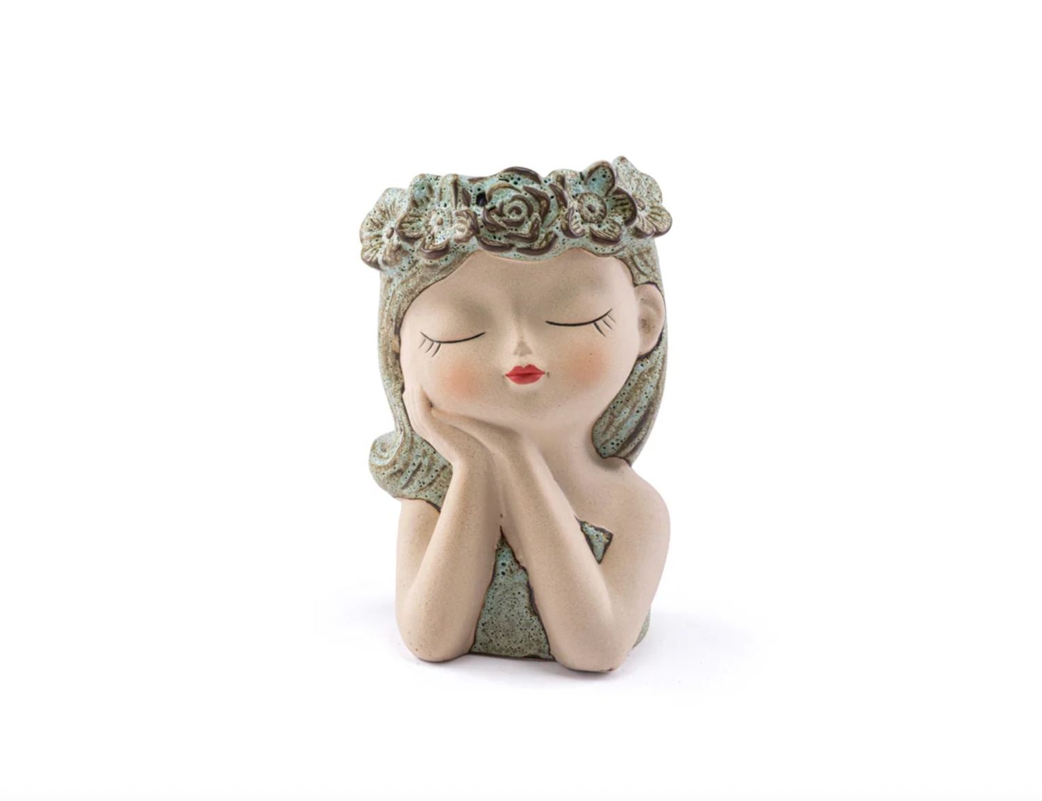 7.25"H X 3.75" FLOWER GIRL CERAMIC HEAD PLANTER